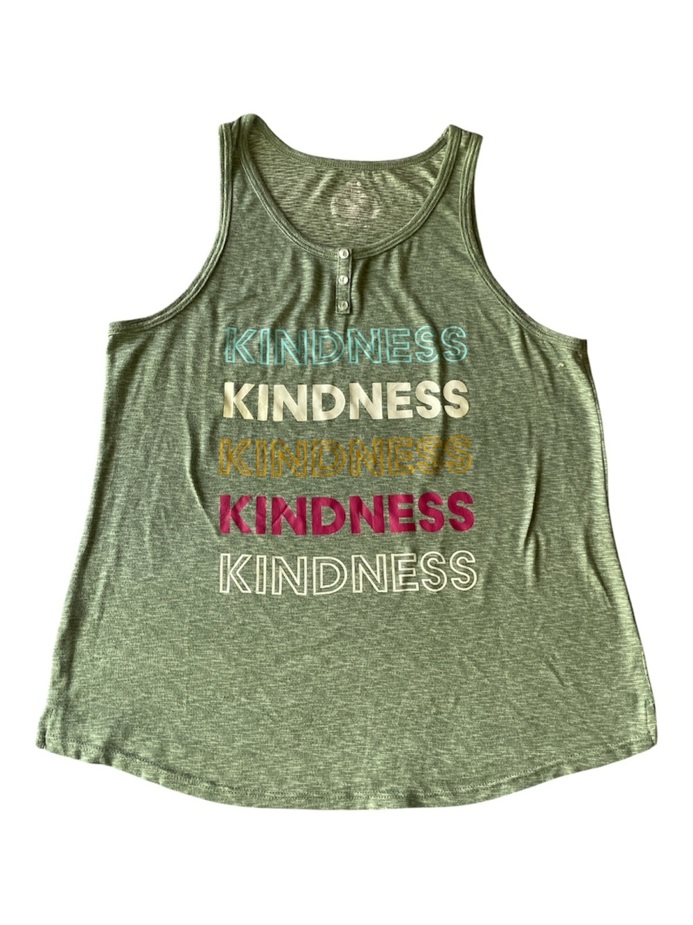 •Secret Treasure Kindness Graphic Tank Top - Olive Green